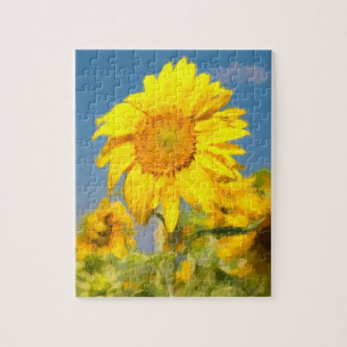 Beautiful painterly sunflower jigsaw puzzle