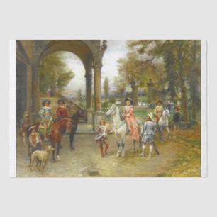 Beautiful painting of a 17th C Scene for decoupage Tissue Paper