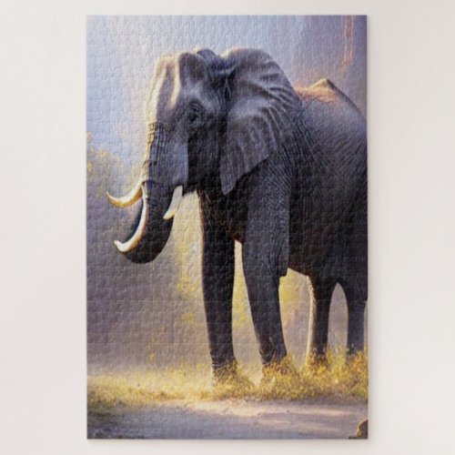 Beautiful Painting of an Elephant in its Nature Jigsaw Puzzle