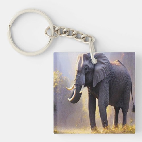 Beautiful Painting of an Elephant in its Nature Keychain