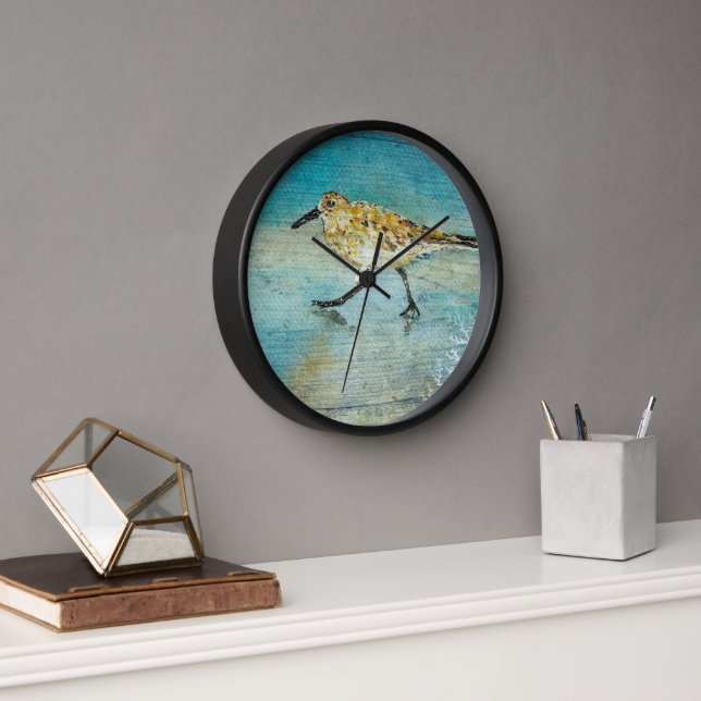 Beautiful Painting Sandpiper Beach Art Clock (Office)