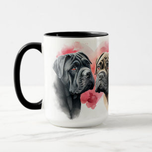 BEAUTIFUL PAIR OF WATERCOLOR CANE CORSO DOGS MUG