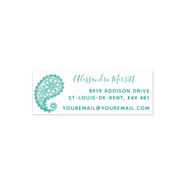 Beautiful Paisley Family Return Address Self-inking Stamp (Design)