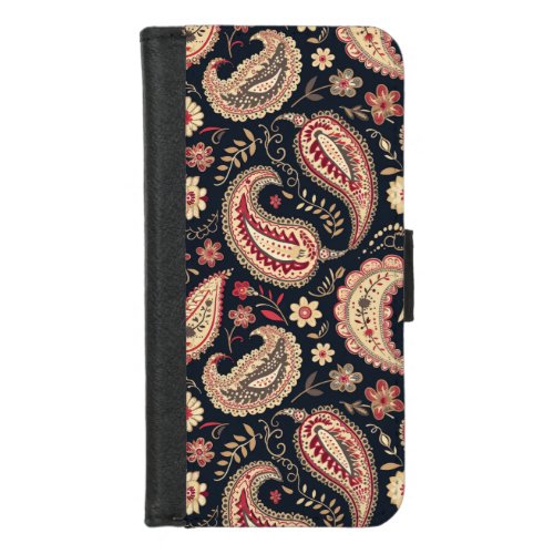 Beautiful Paisley Pattern Red Mix iPhone 87 Wallet Case