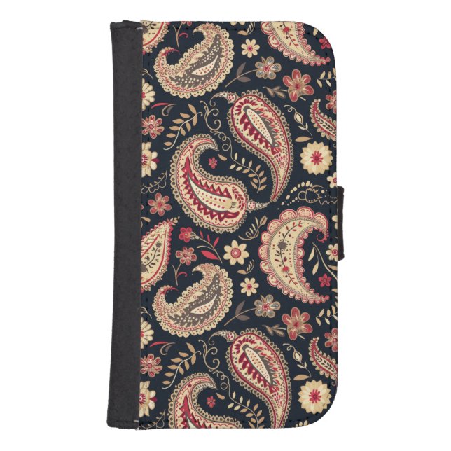 Beautiful Paisley Pattern Red Mix Samsung Galaxy Wallet Case (Front)