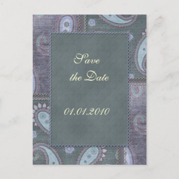 Beautiful Paisley Save The Date Design Announcement Postcard by karanta at Zazzle