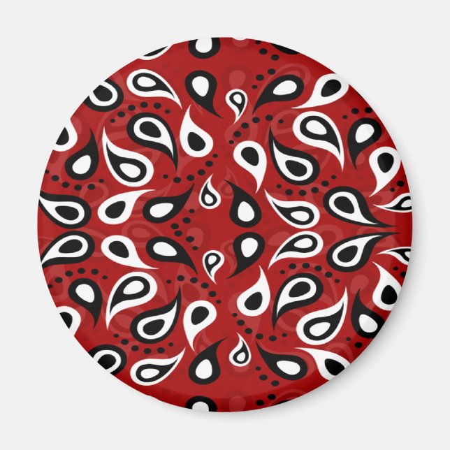 Beautiful Paisley white black and red pattern Magnet (Front)