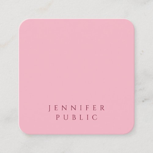 Beautiful Pale Pink Modern Simple Plain Luxury Square Business Card
