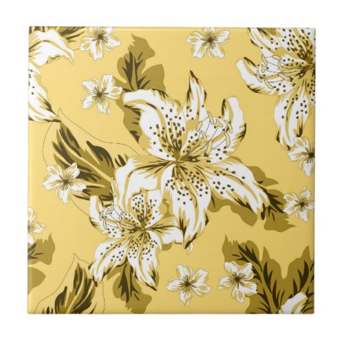 Beautiful pale yellow flower pattern ceramic tile