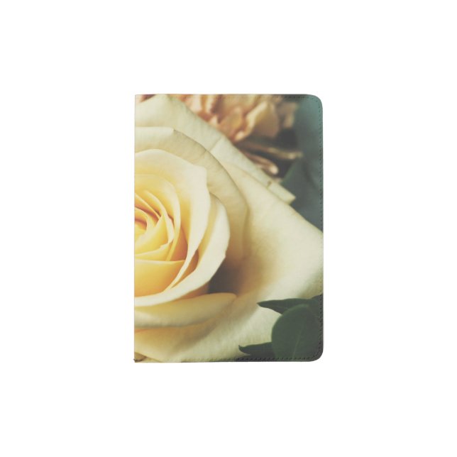 Beautiful Pale Yellow Rose Passport Holder (Front)