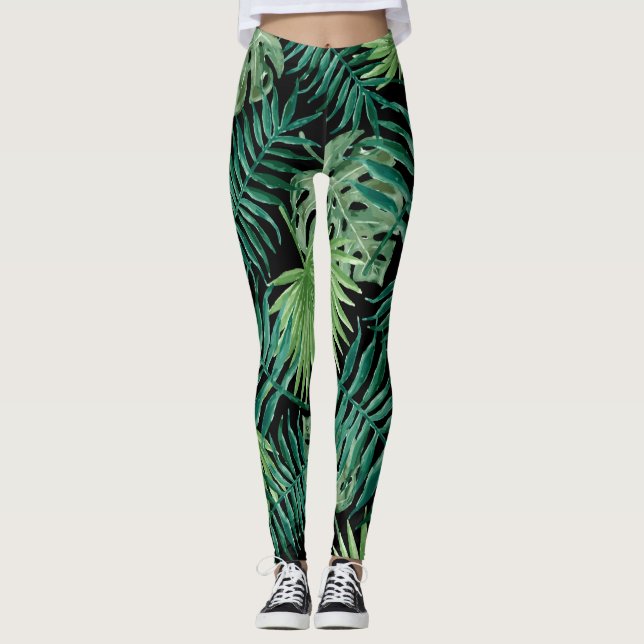 Beautiful palm leaves leggings (Front)
