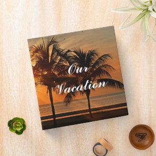 Beautiful Palm Trees Beach at Sunset Personalized 3 Ring Binder