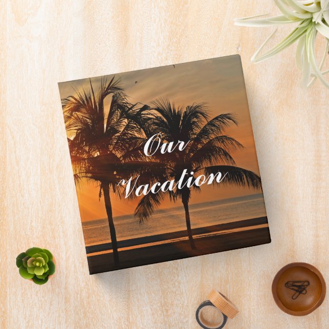 Beautiful Palm Trees Beach at Sunset Personalized 3 Ring Binder (In Situ)