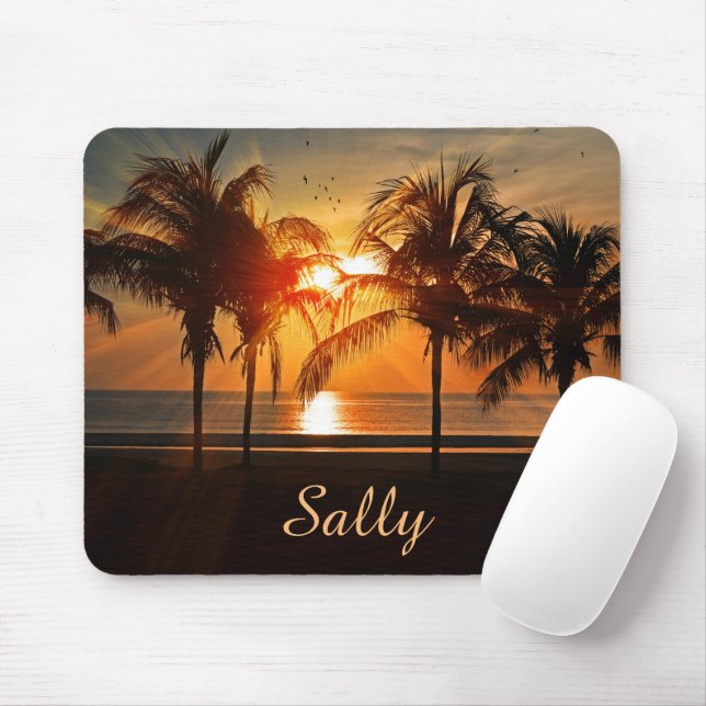 Beautiful Palm Trees Beach at Sunset Personalized Mouse Pad (With Mouse)