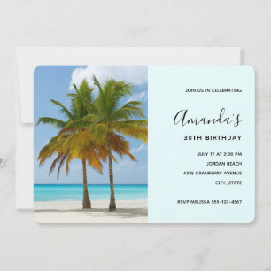 Beautiful Palm Trees on a Tropical Beach Birthday Invitation