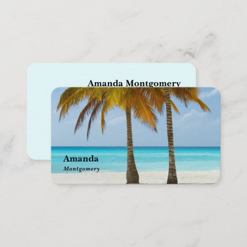 Beautiful Palm Trees on a Tropical Beach Business Card