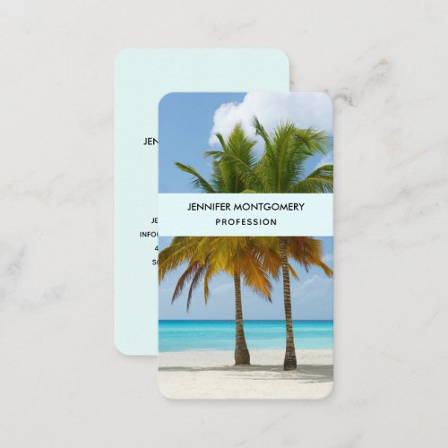 Beautiful Palm Trees on a Tropical Beach Business Card