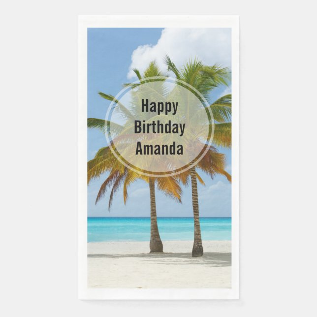 Beautiful Palm Trees on a Tropical Beach Paper Guest Towels (Front)