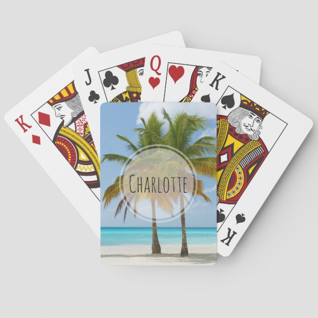 Beautiful Palm Trees on a Tropical Beach Poker Cards (Back)