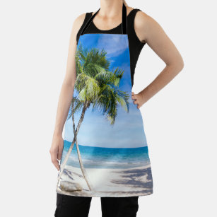 Beautiful Palm Trees on Caribbean Island Beach Apron