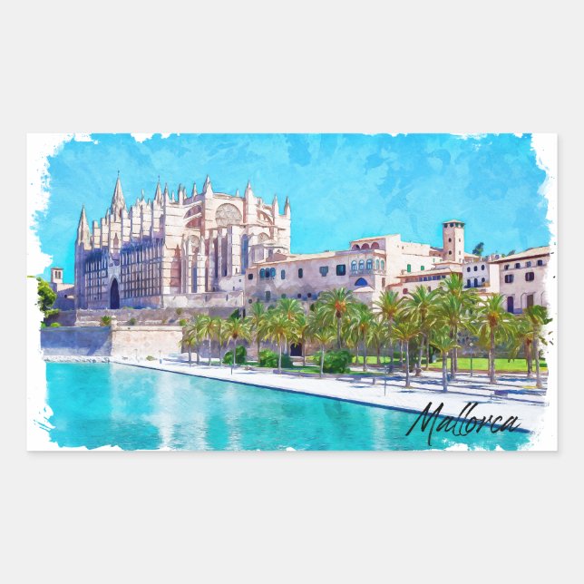 Beautiful Palma de Mallorca Spain Balearic Islands Rectangular Sticker (Front)