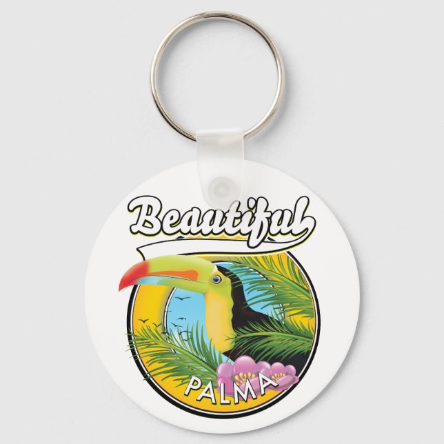 Beautiful Palma, toucan logo  Postcard Keychain (Front)
