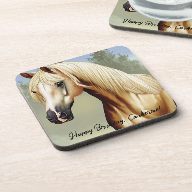 Beautiful Palomino Horse Beverage Coaster (Left Side)