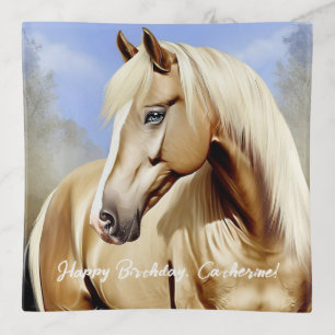 Beautiful Palomino Horse Birthday Trinket Tray