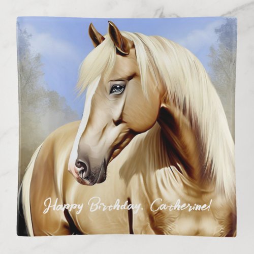 Beautiful Palomino Horse Birthday Trinket Tray