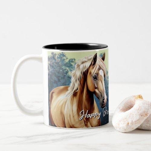 Beautiful Palomino Horse Birthday Two_Tone Coffee Mug