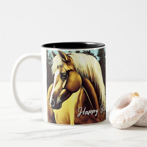Beautiful Palomino Horse Birthday Two_Tone Coffee Mug