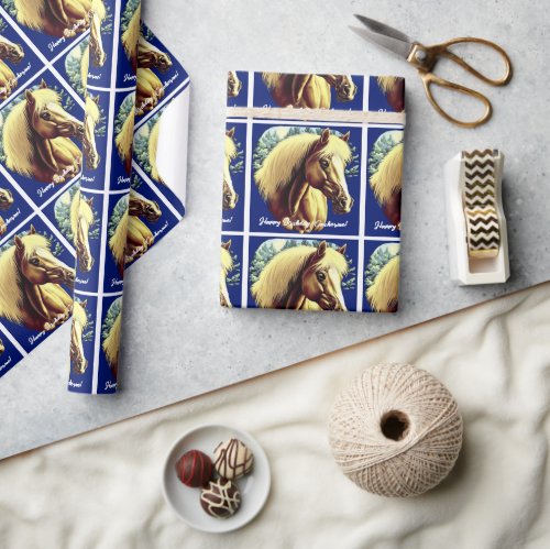 Beautiful Palomino Horse Birthday Wrapping Paper