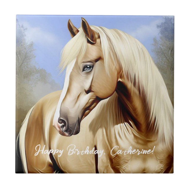 Beautiful Palomino Horse  Ceramic Tile (Front)