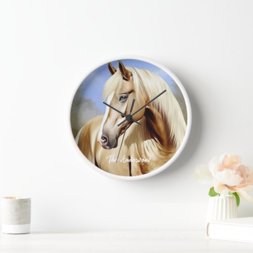 Beautiful Palomino Horse  Clock