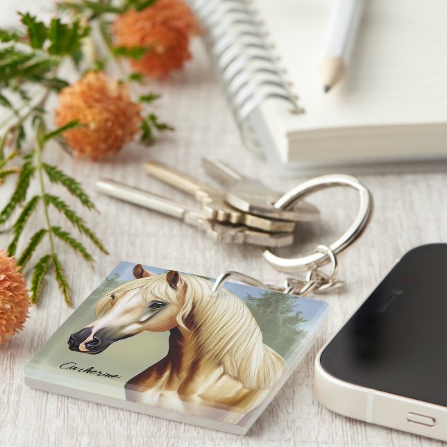 Beautiful Palomino Horse Keychain (Front Right)