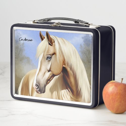 Beautiful Palomino Horse Metal Lunch Box