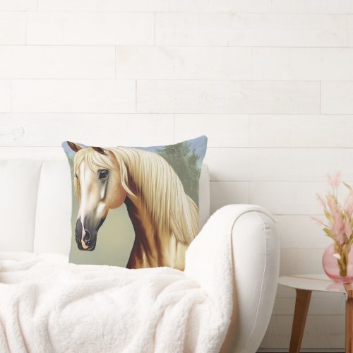 Beautiful Palomino Horse Throw Pillow