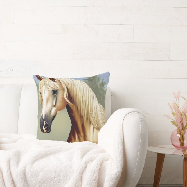 Beautiful Palomino Horse Throw Pillow (Couch)