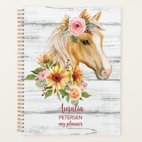 Beautiful Palomino horse with sunflowers custom Planner