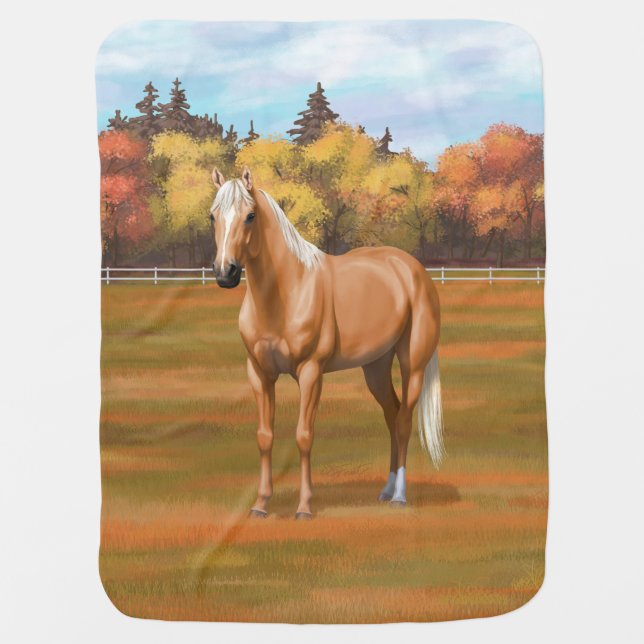 Beautiful Palomino Quarter Horse Stallion Baby Blanket (Front)
