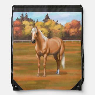 Beautiful Palomino Quarter Horse Stallion Drawstring Bag