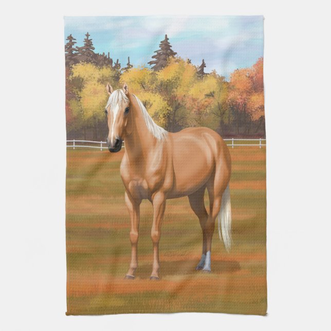 Beautiful Palomino Quarter Horse Stallion Kitchen Towel (Vertical)