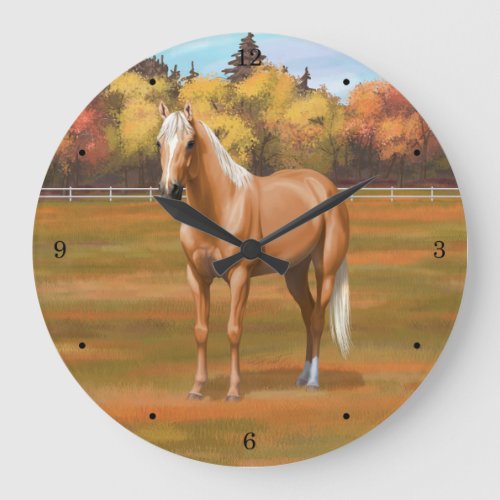 Beautiful Palomino Quarter Horse Stallion Large Clock