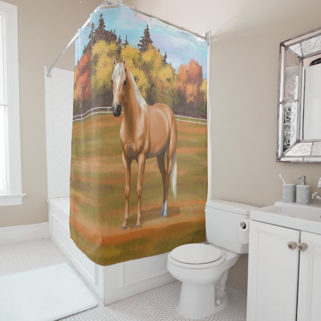 Beautiful Palomino Quarter Horse Stallion Shower Curtain (In Situ)