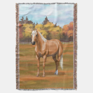 Beautiful Palomino Quarter Horse Stallion Throw Blanket