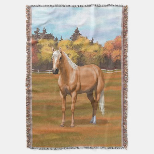 Beautiful Palomino Quarter Horse Stallion Throw Blanket