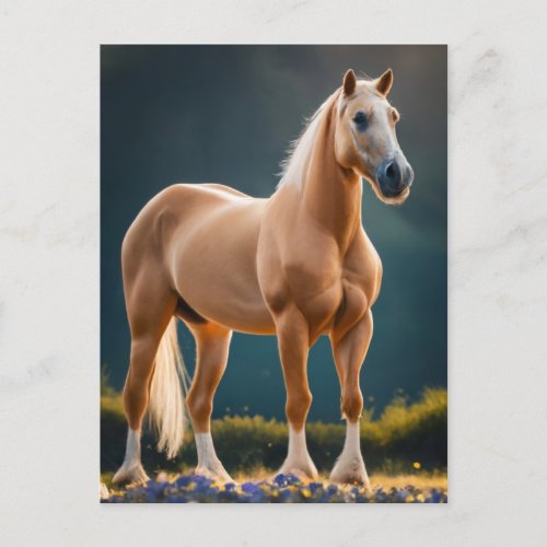 Beautiful Palomino Quarter Horse with flowers Postcard