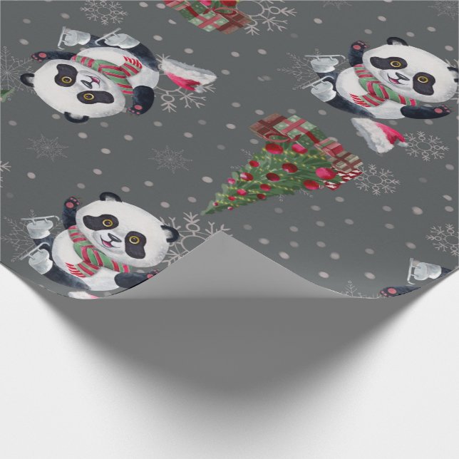 Beautiful Panda  Christmas Wrapping Paper (Corner)