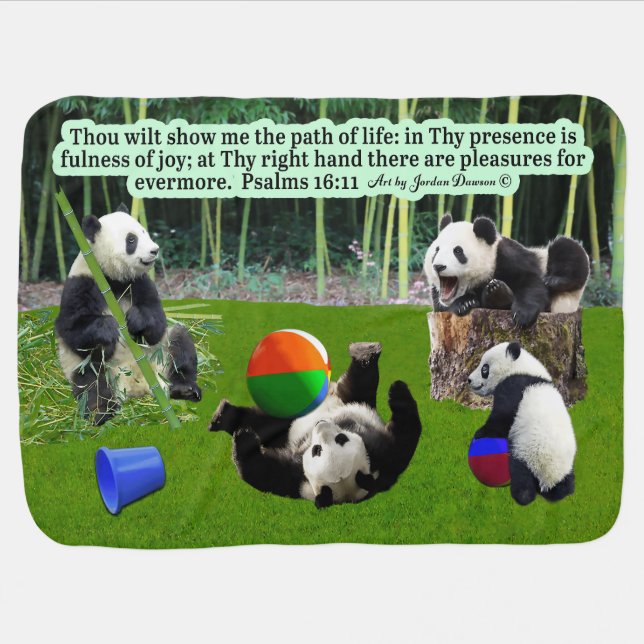 Beautiful Panda Scripture: Psalms 16:11 Baby Blanket (Horizontal)