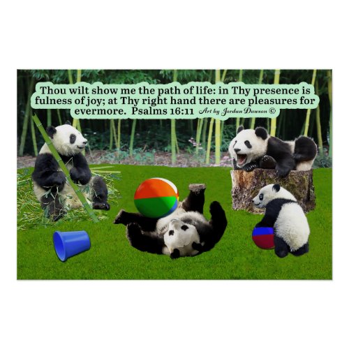 Beautiful Panda Scripture Psalms 1611 Glossy Poster